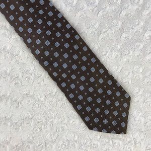 Brooks Brothers Neck Tie Brown Blue Square Print